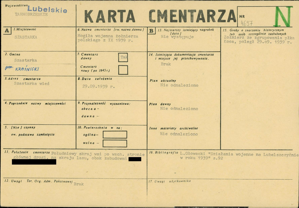 KC - Karta cmentarza, skan nr 1