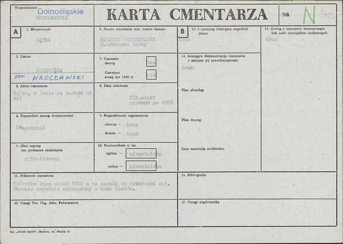KC - Karta cmentarza, skan nr 1