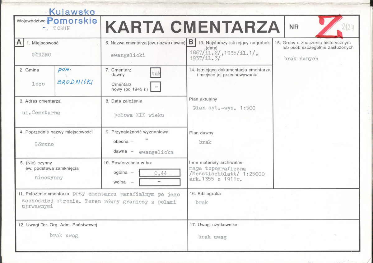 KC - Karta cmentarza, skan nr 1