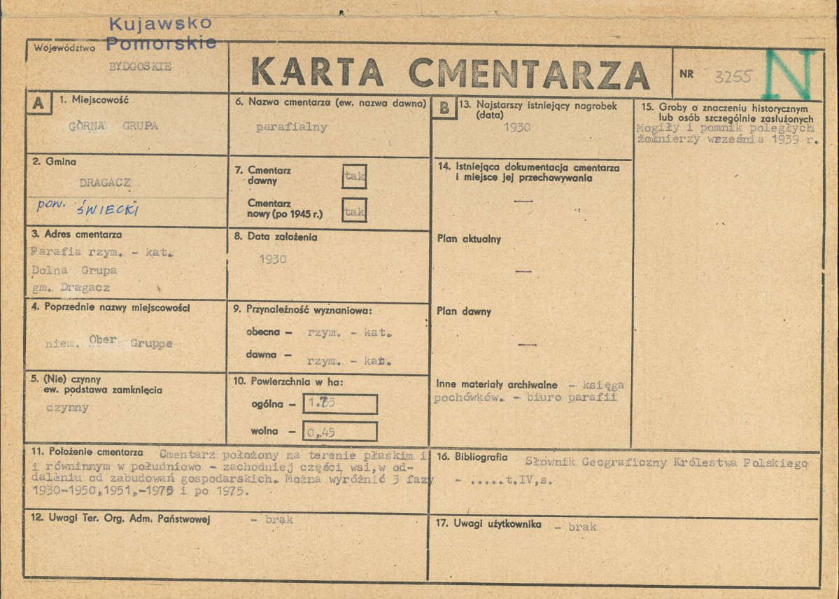 KC - Karta cmentarza, skan nr 1