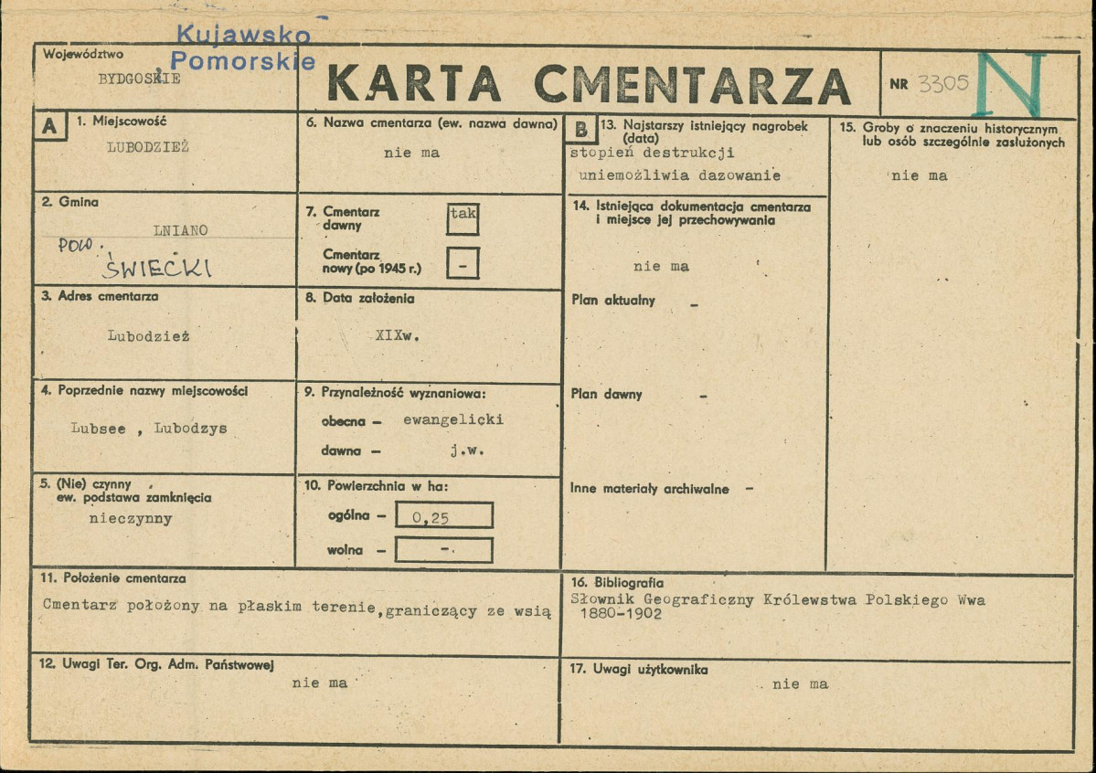 KC - Karta cmentarza, skan nr 1