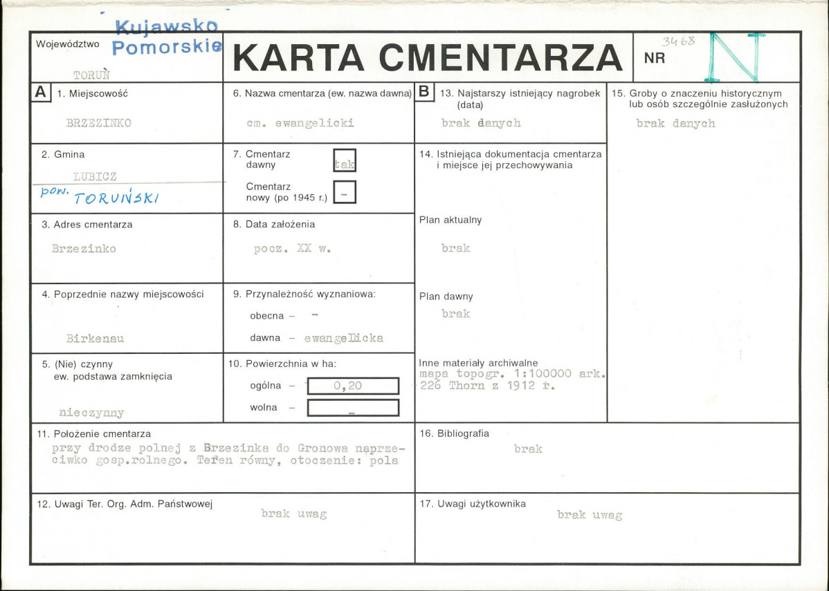 KC - Karta cmentarza, skan nr 1