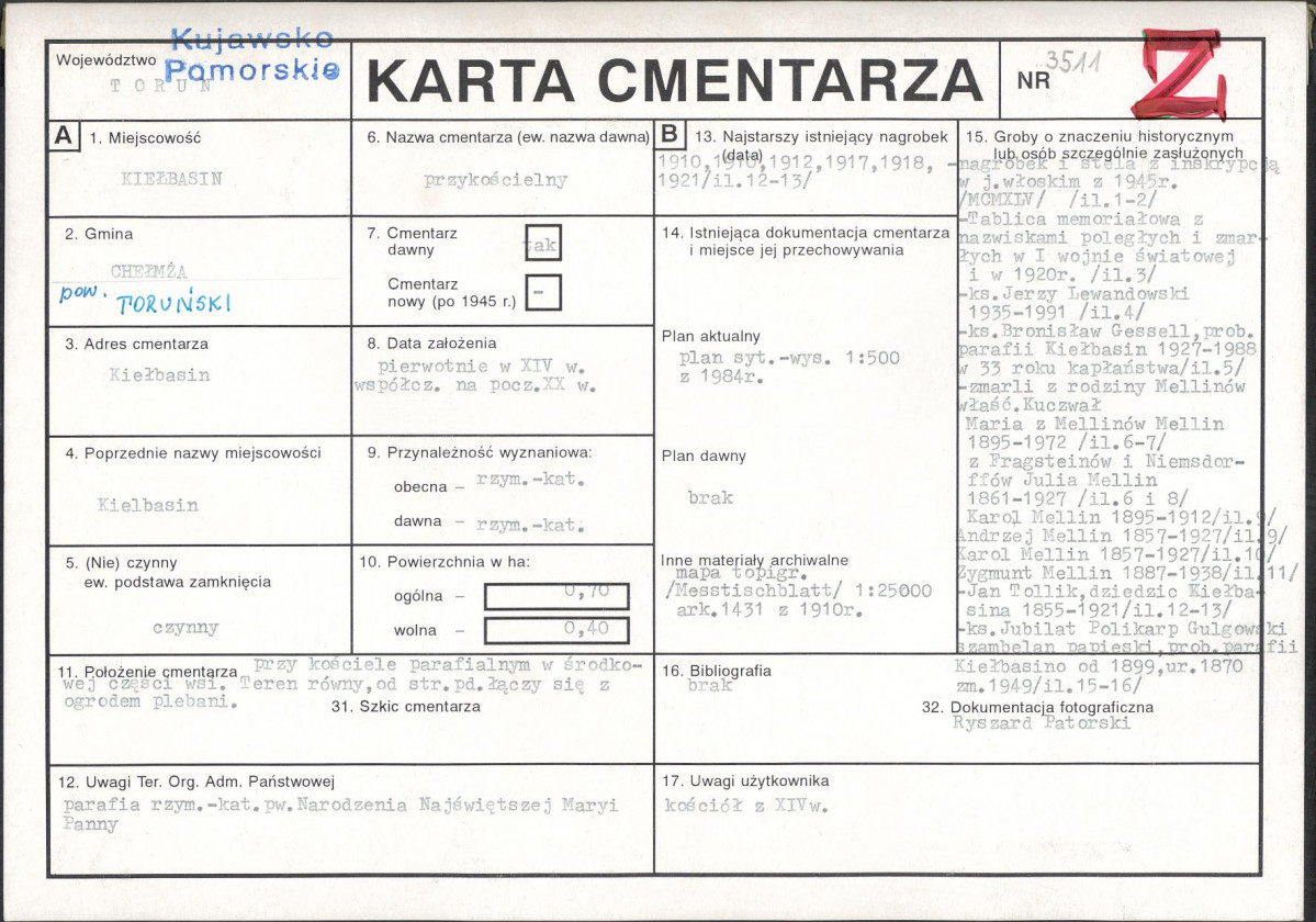 KC - Karta cmentarza, skan nr 1