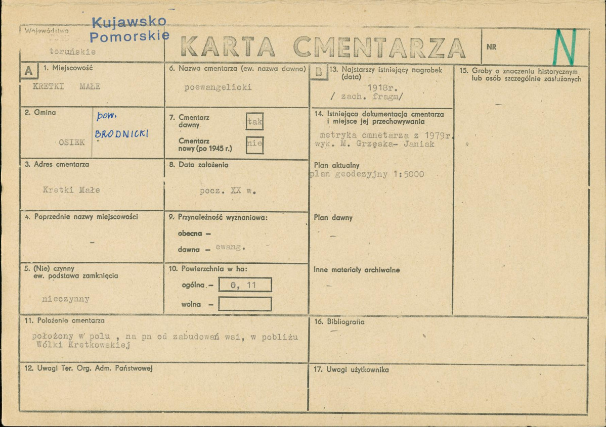KC - Karta cmentarza, skan nr 1
