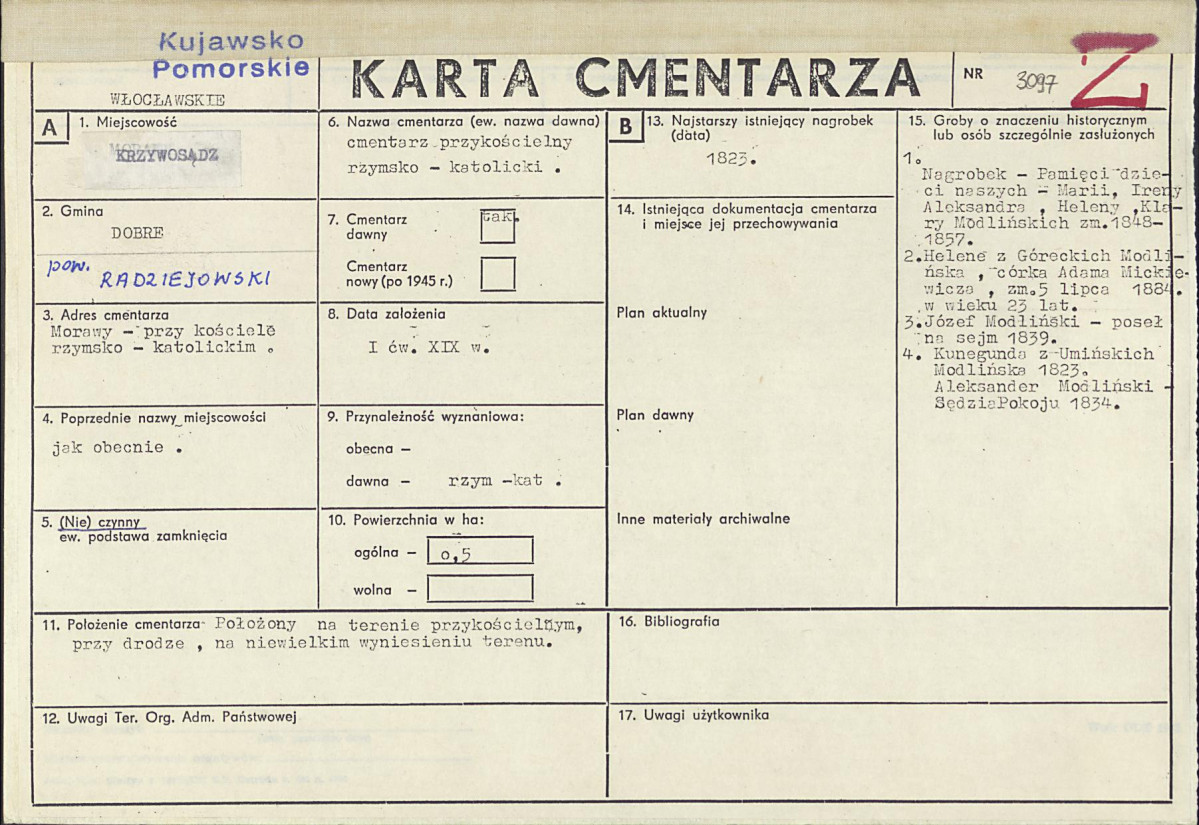 KC - Karta cmentarza, skan nr 1
