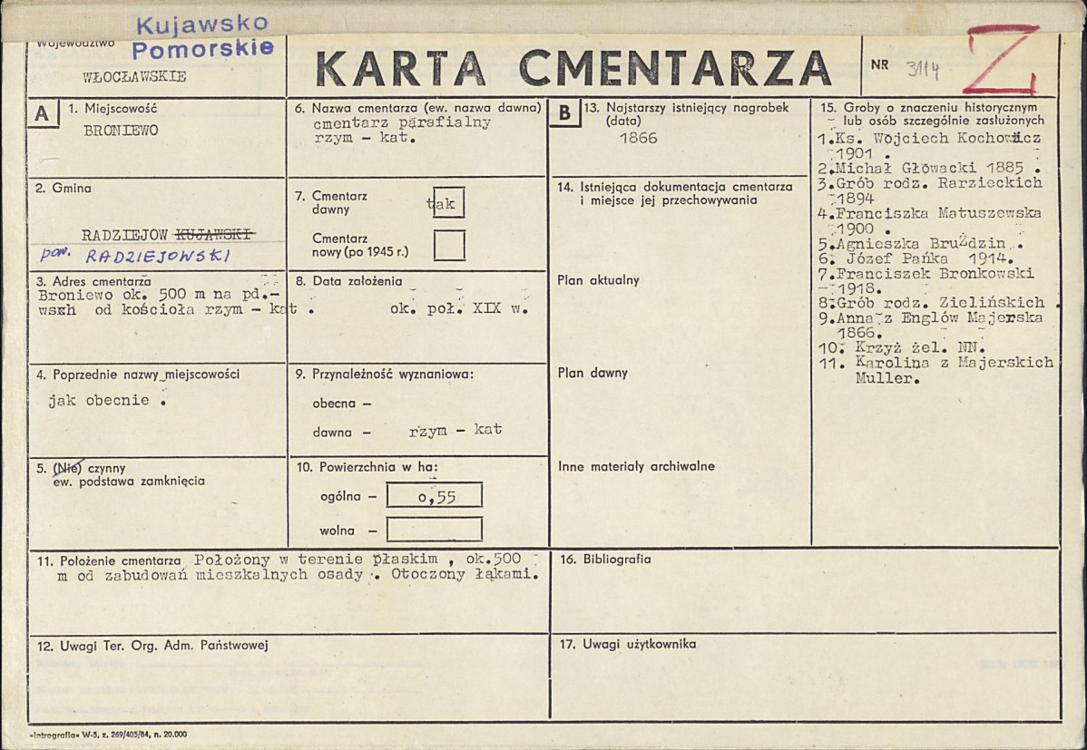 KC - Karta cmentarza, skan nr 1