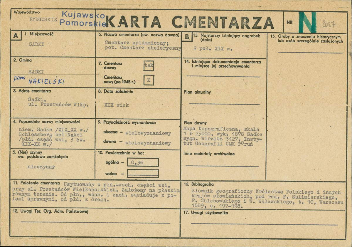 KC - Karta cmentarza, skan nr 1