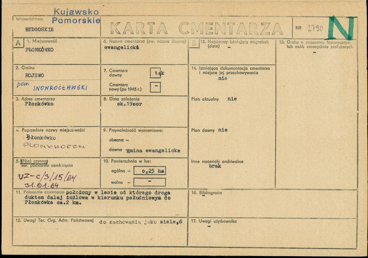 KC - Karta cmentarza, skan nr 1