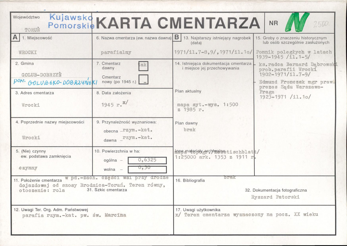 KC - Karta cmentarza, skan nr 1