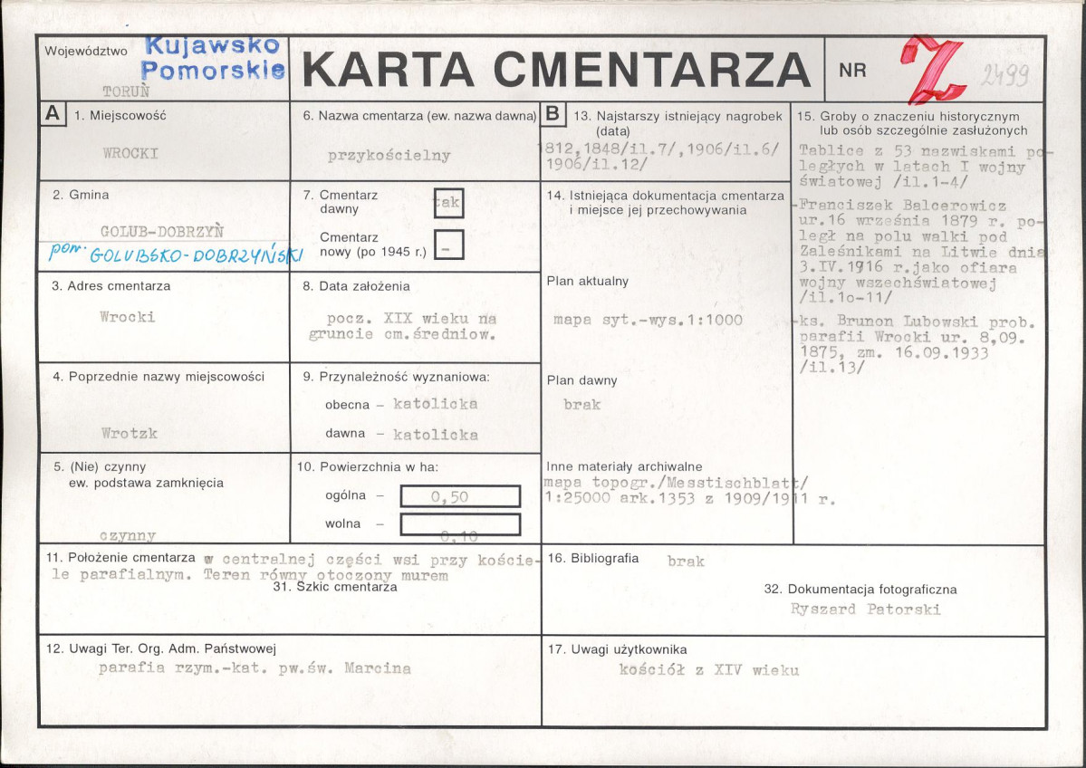 KC - Karta cmentarza, skan nr 1