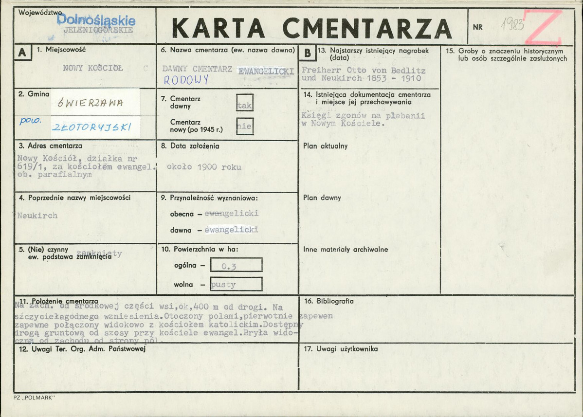 KC - Karta cmentarza, skan nr 1