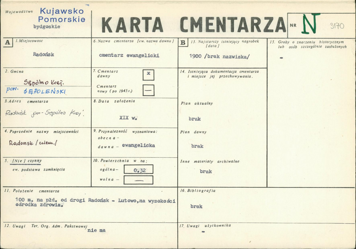 KC - Karta cmentarza, skan nr 1
