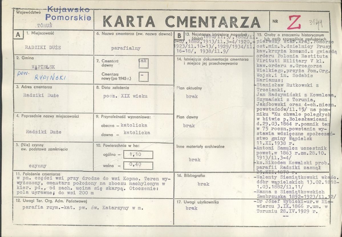 KC - Karta cmentarza, skan nr 1