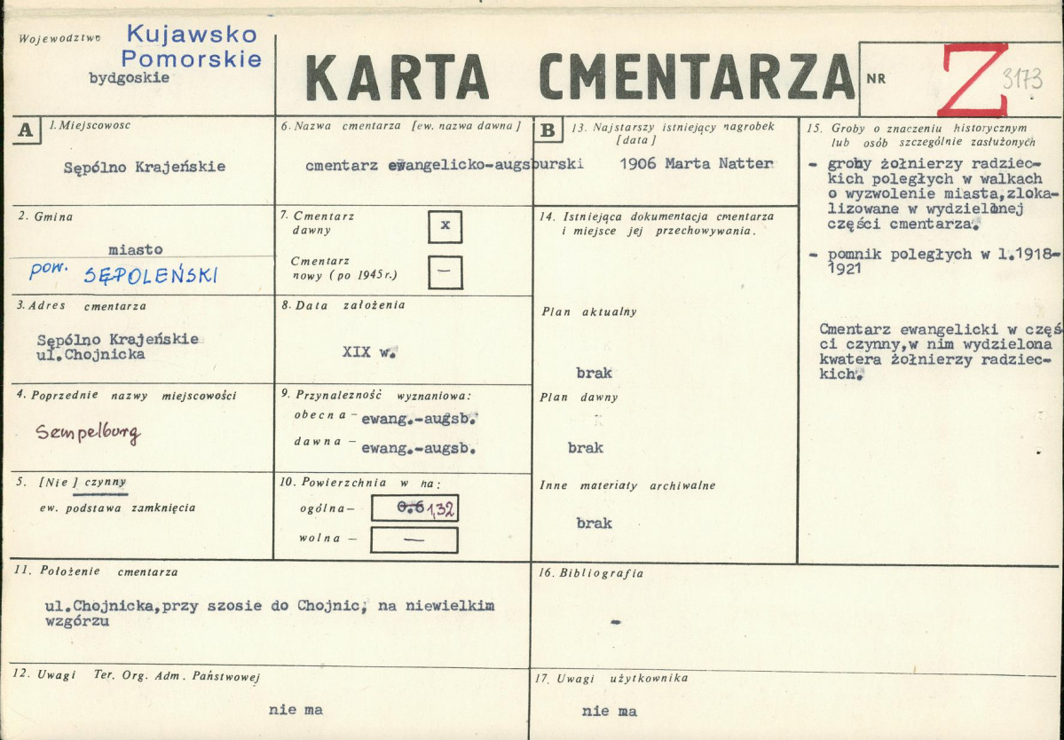 KC - Karta cmentarza, skan nr 1
