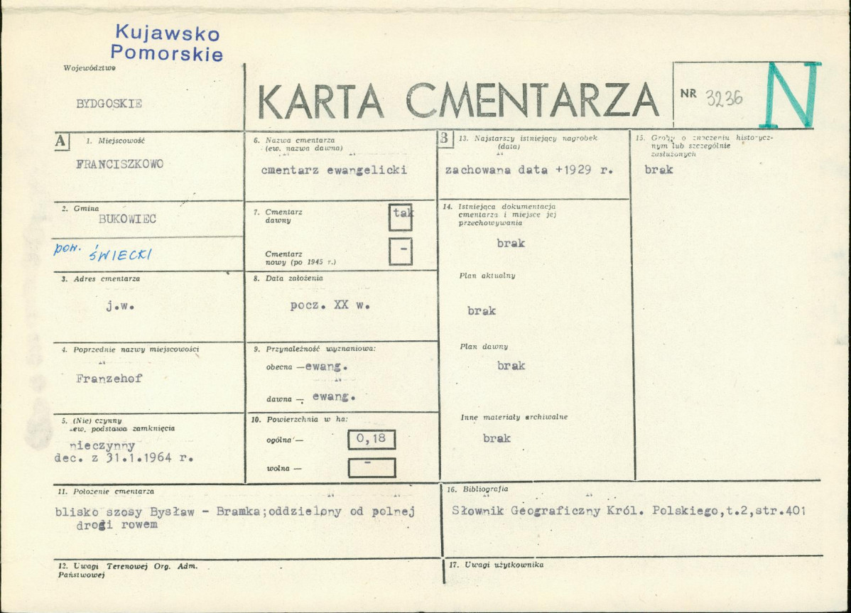 KC - Karta cmentarza, skan nr 1