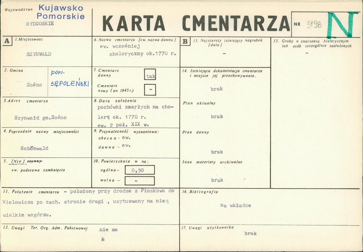 KC - Karta cmentarza, skan nr 1