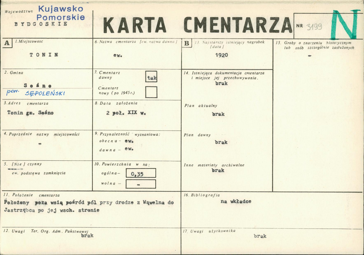 KC - Karta cmentarza, skan nr 1