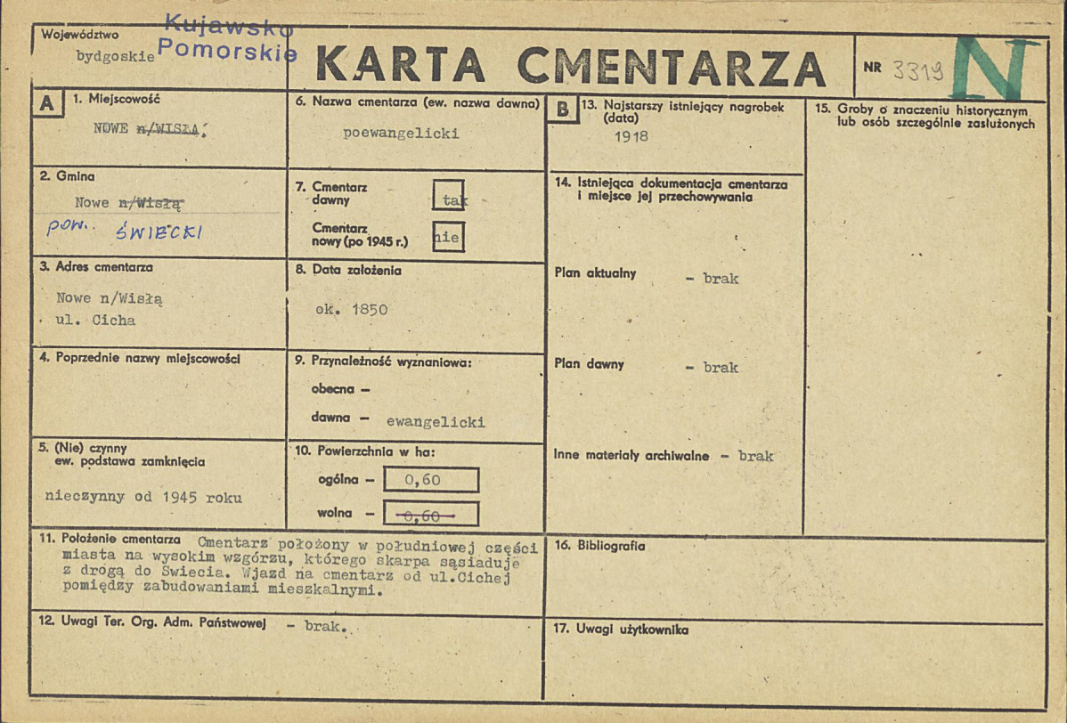 KC - Karta cmentarza, skan nr 1