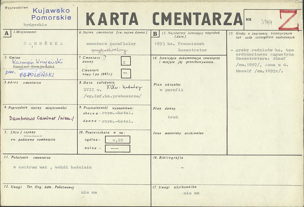 KC - Karta cmentarza, skan nr 1