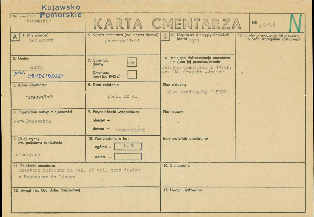 KC - Karta cmentarza, skan nr 1