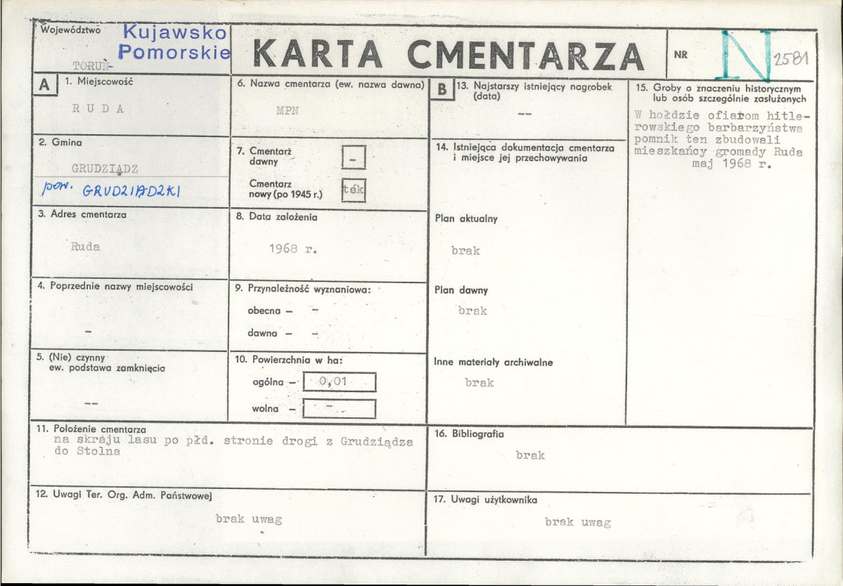 KC - Karta cmentarza, skan nr 1