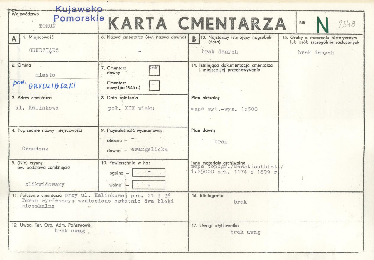 KC - Karta cmentarza, skan nr 1