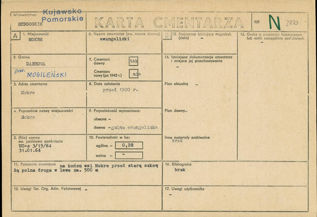 KC - Karta cmentarza, skan nr 1