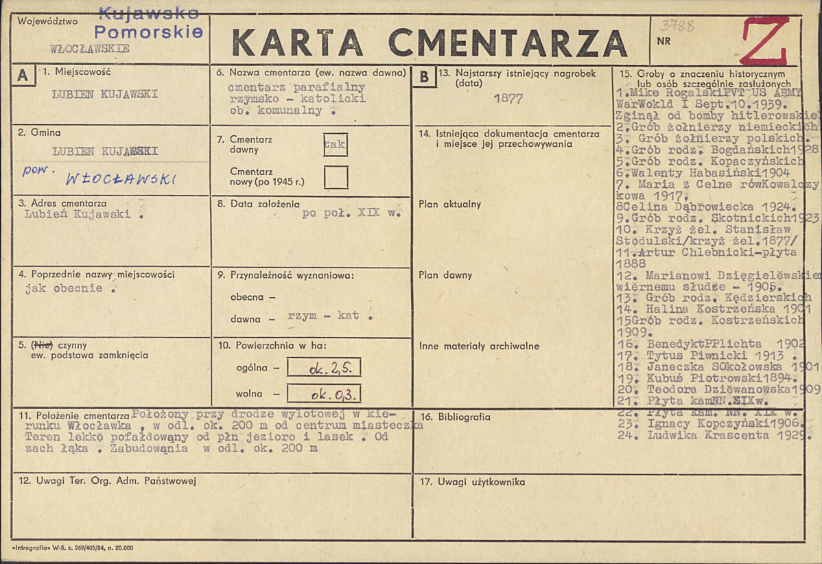 KC - Karta cmentarza, skan nr 1