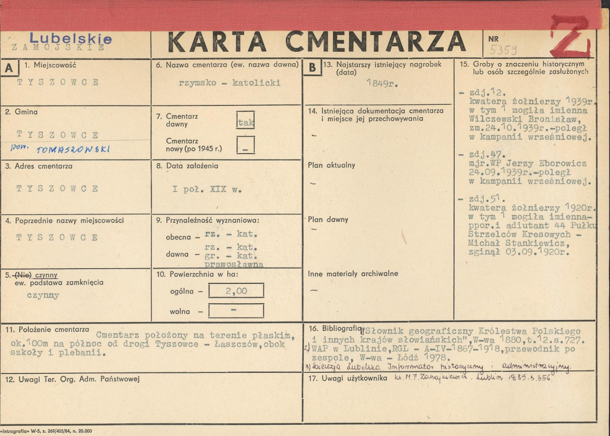 KC - Karta cmentarza, skan nr 1