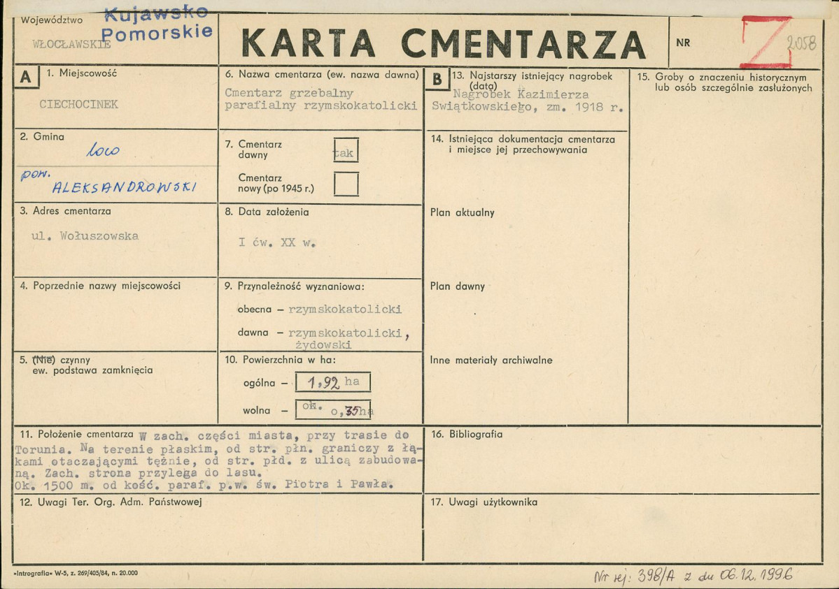 Karta cmentarza, skan nr 1