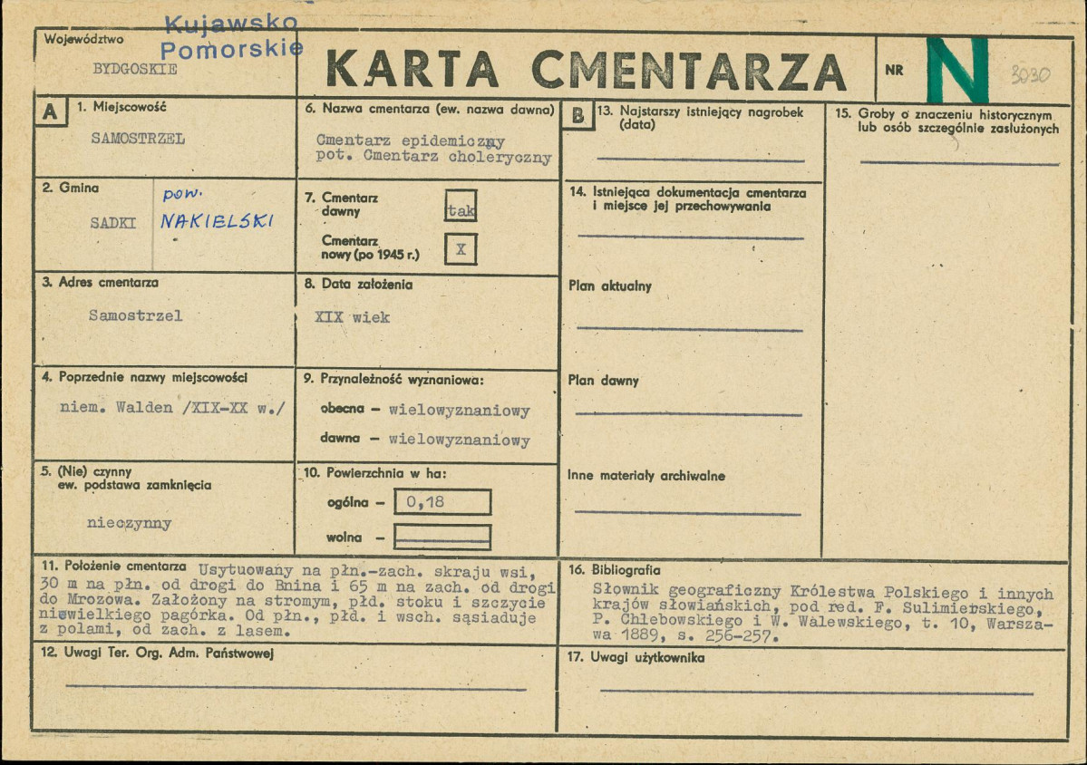 KC - Karta cmentarza, skan nr 1