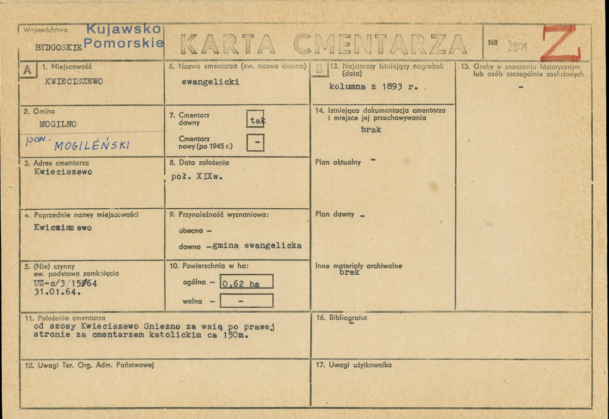 KC - Karta cmentarza, skan nr 1