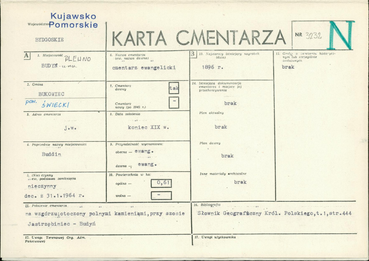 KC - Karta cmentarza, skan nr 1