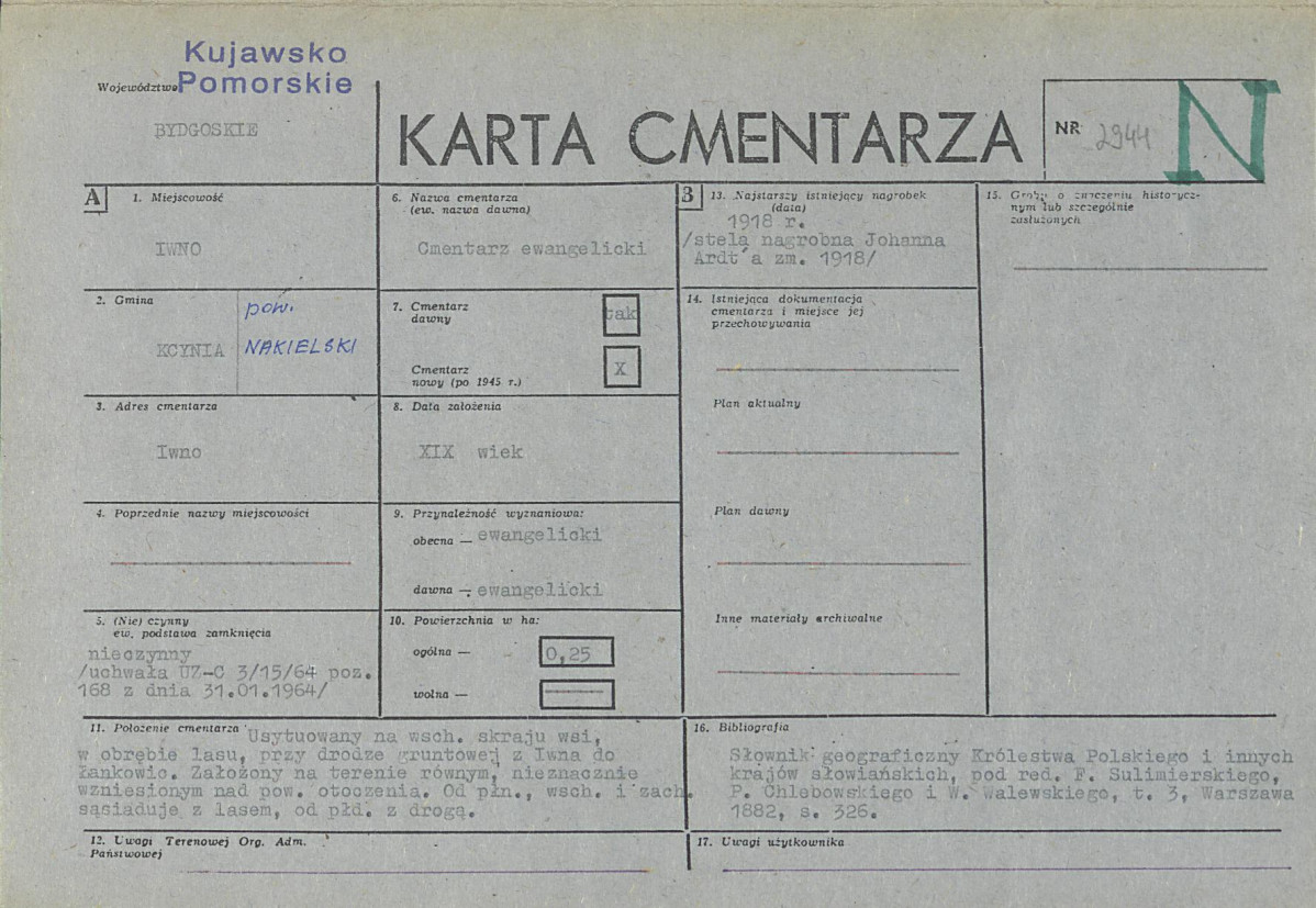 KC - Karta cmentarza, skan nr 1