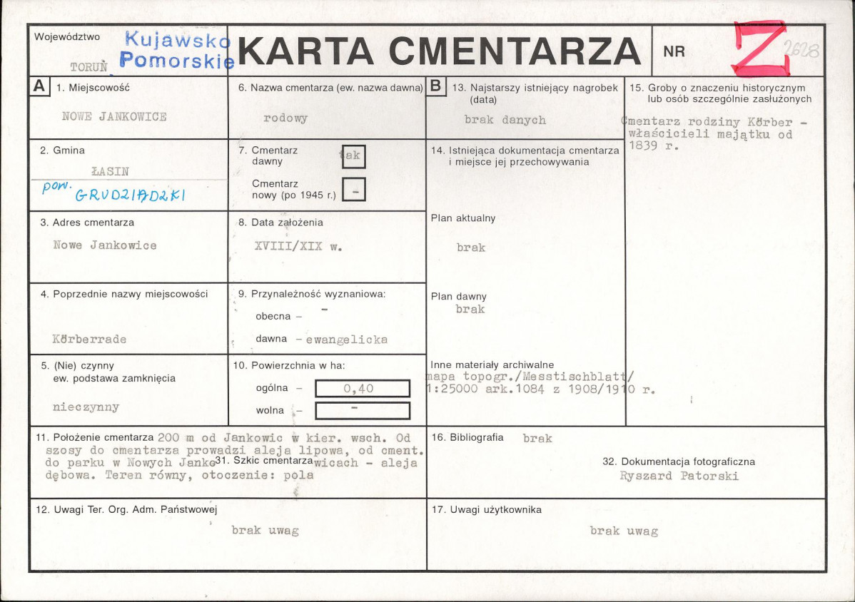 KC - Karta cmentarza, skan nr 1