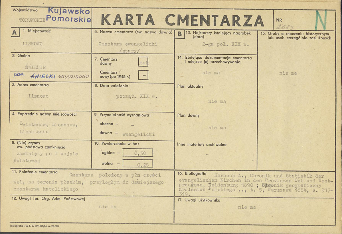 KC - Karta cmentarza, skan nr 1