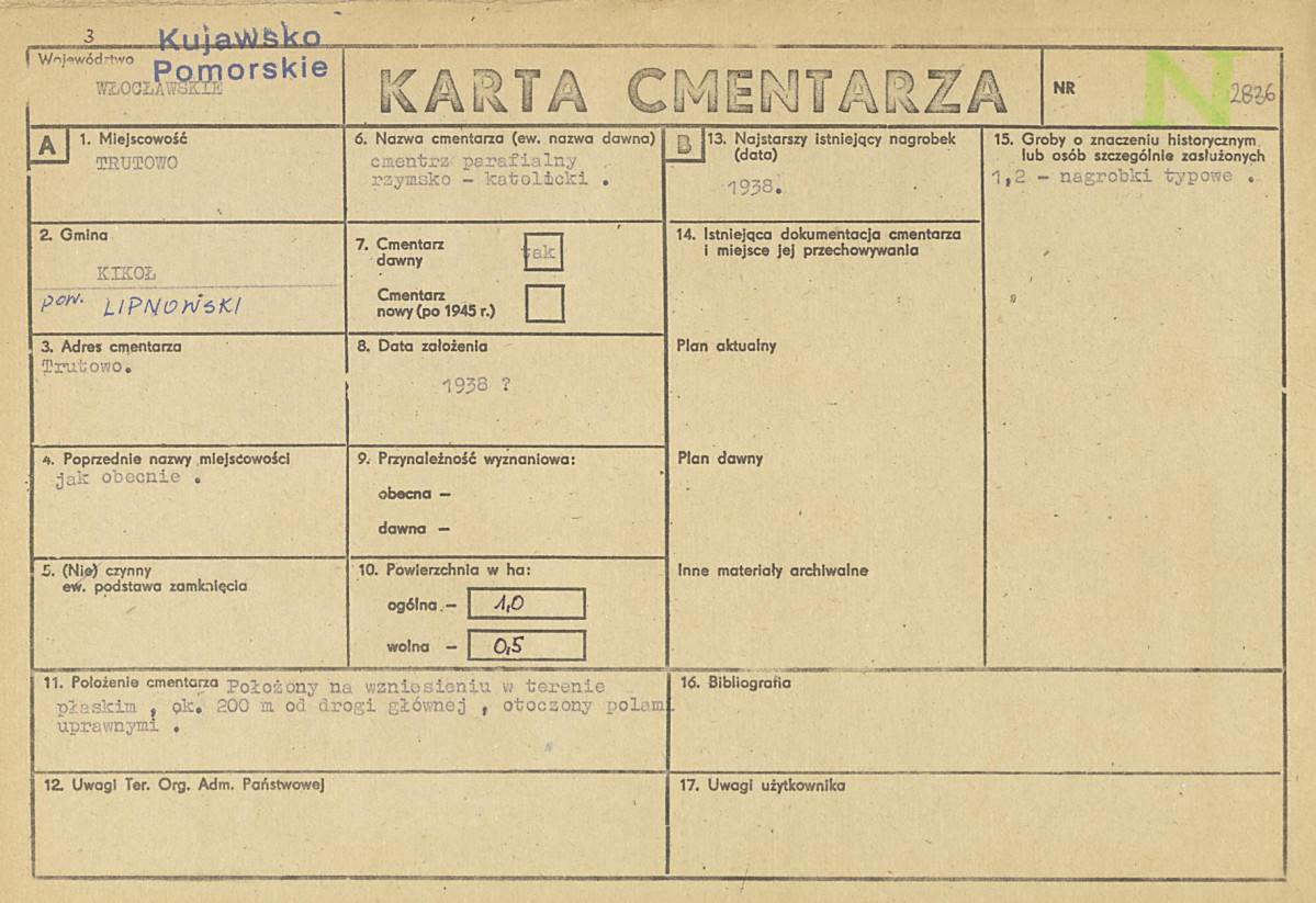 KC - Karta cmentarza, skan nr 1