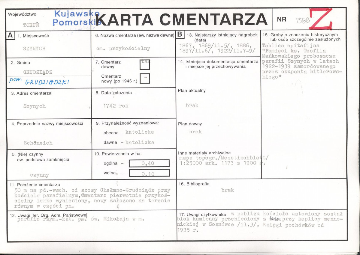 KC - Karta cmentarza, skan nr 1