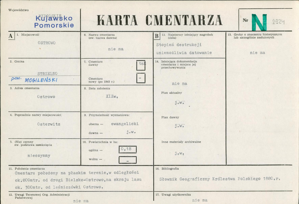 KC - Karta cmentarza, skan nr 1