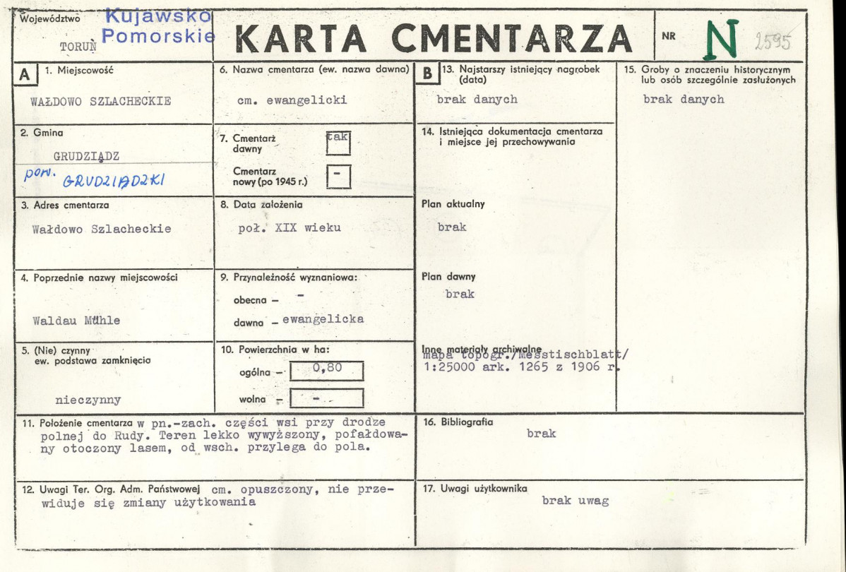 KC - Karta cmentarza, skan nr 1