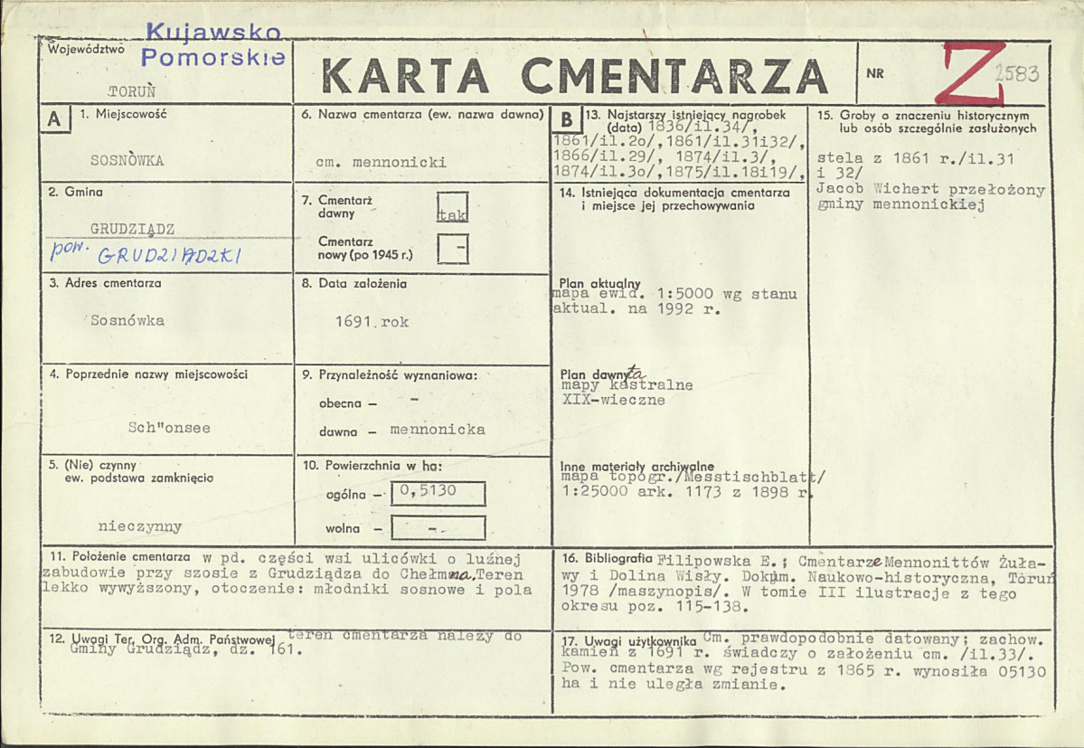 KC - Karta cmentarza, skan nr 1