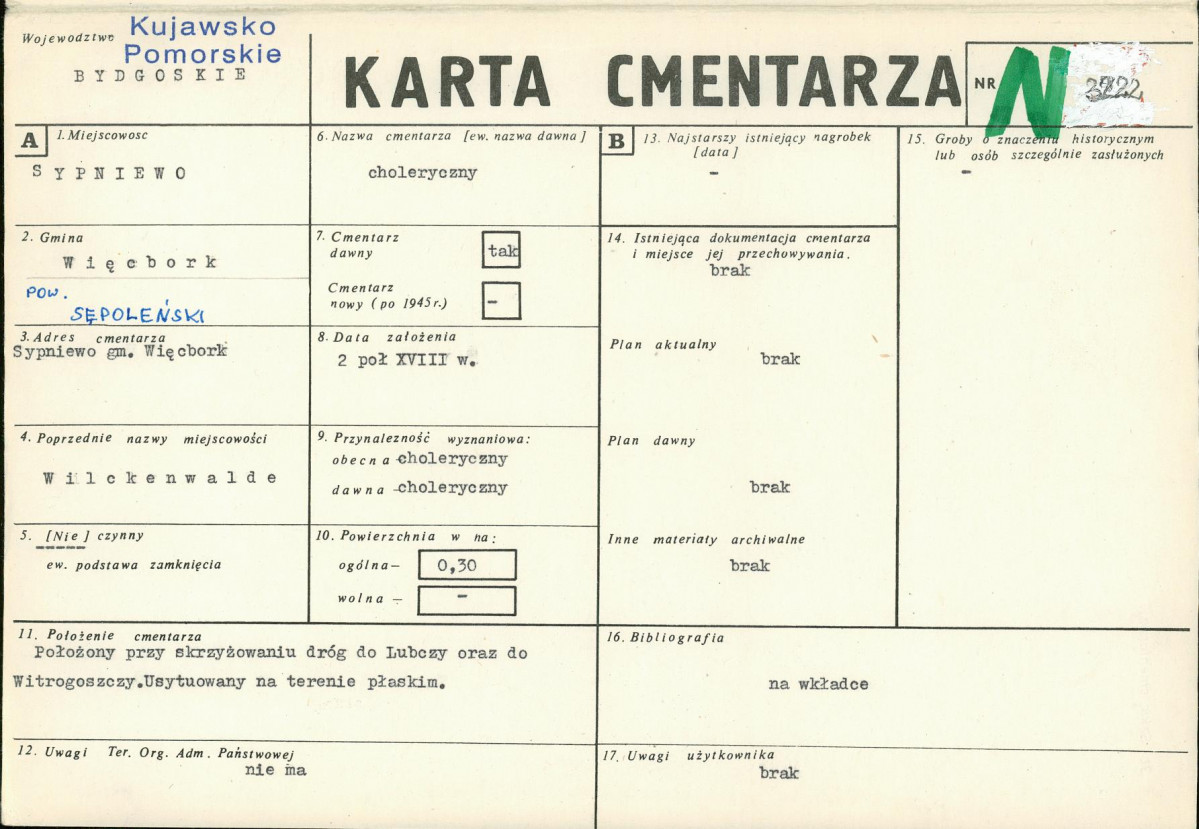KC - Karta cmentarza, skan nr 1