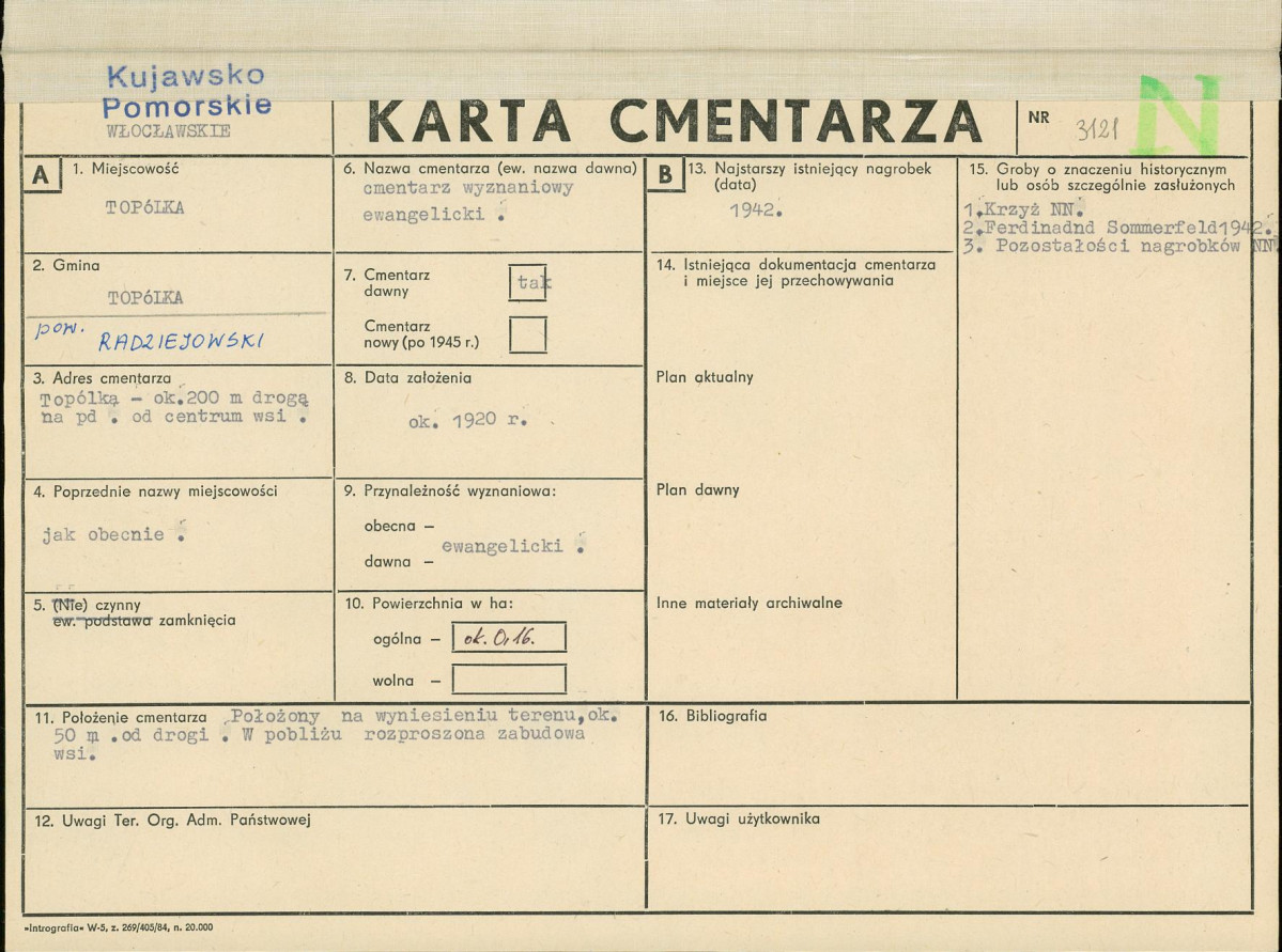 KC - Karta cmentarza, skan nr 1