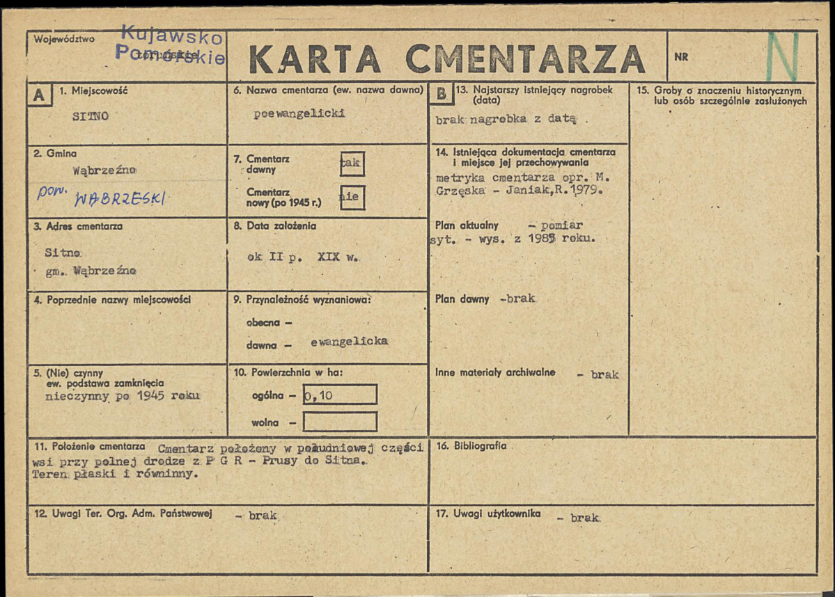 KC - Karta cmentarza, skan nr 1