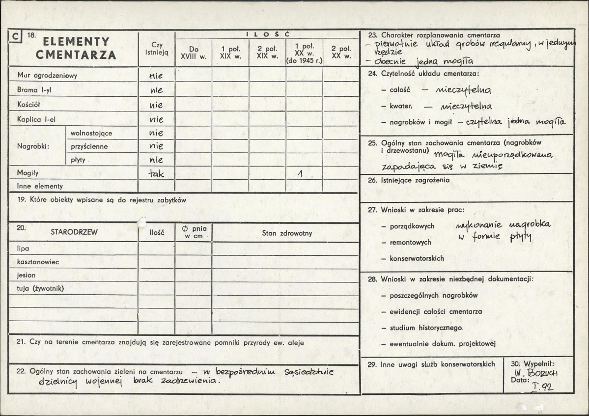 Karta cmentarza, skan nr 2