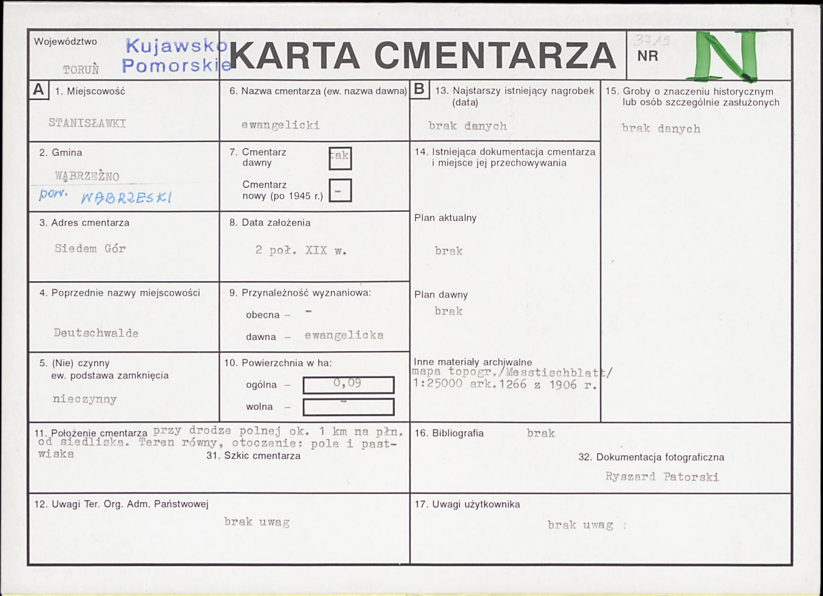 KC - Karta cmentarza, skan nr 1