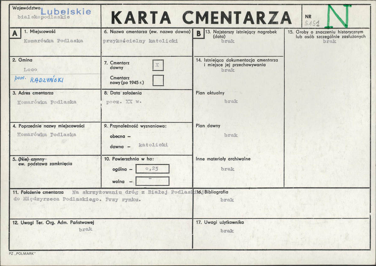 KC - Karta cmentarza, skan nr 1