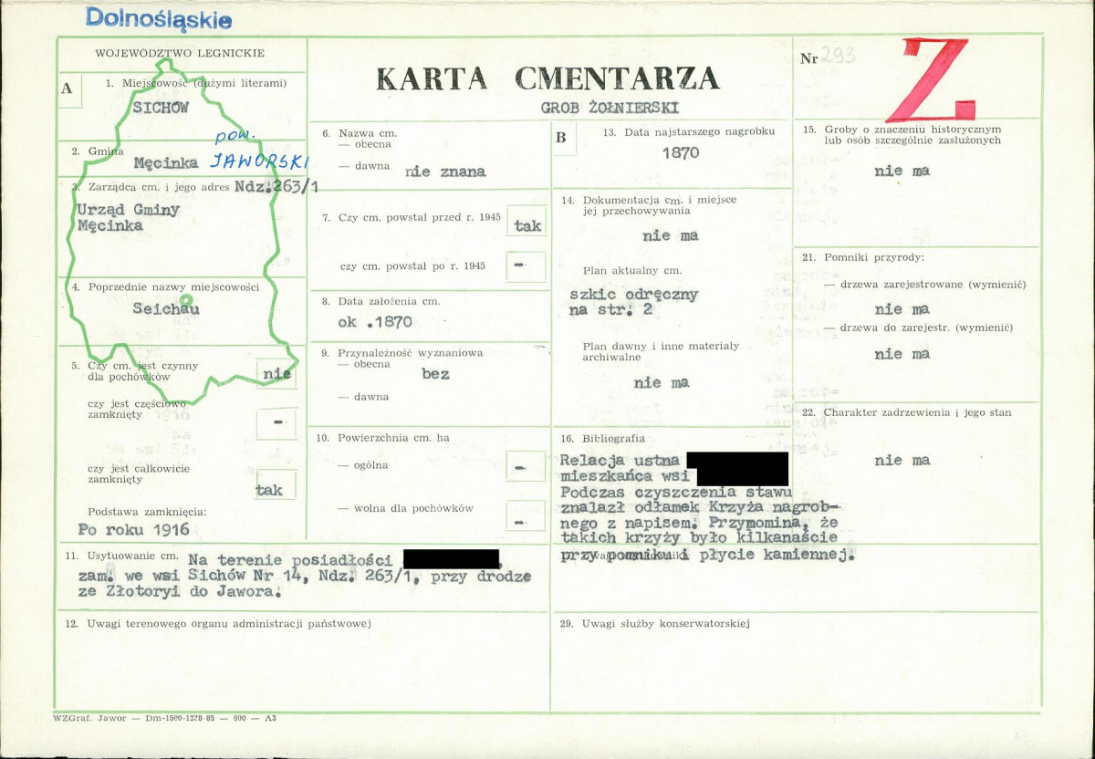 KC - Karta cmentarza, skan nr 1