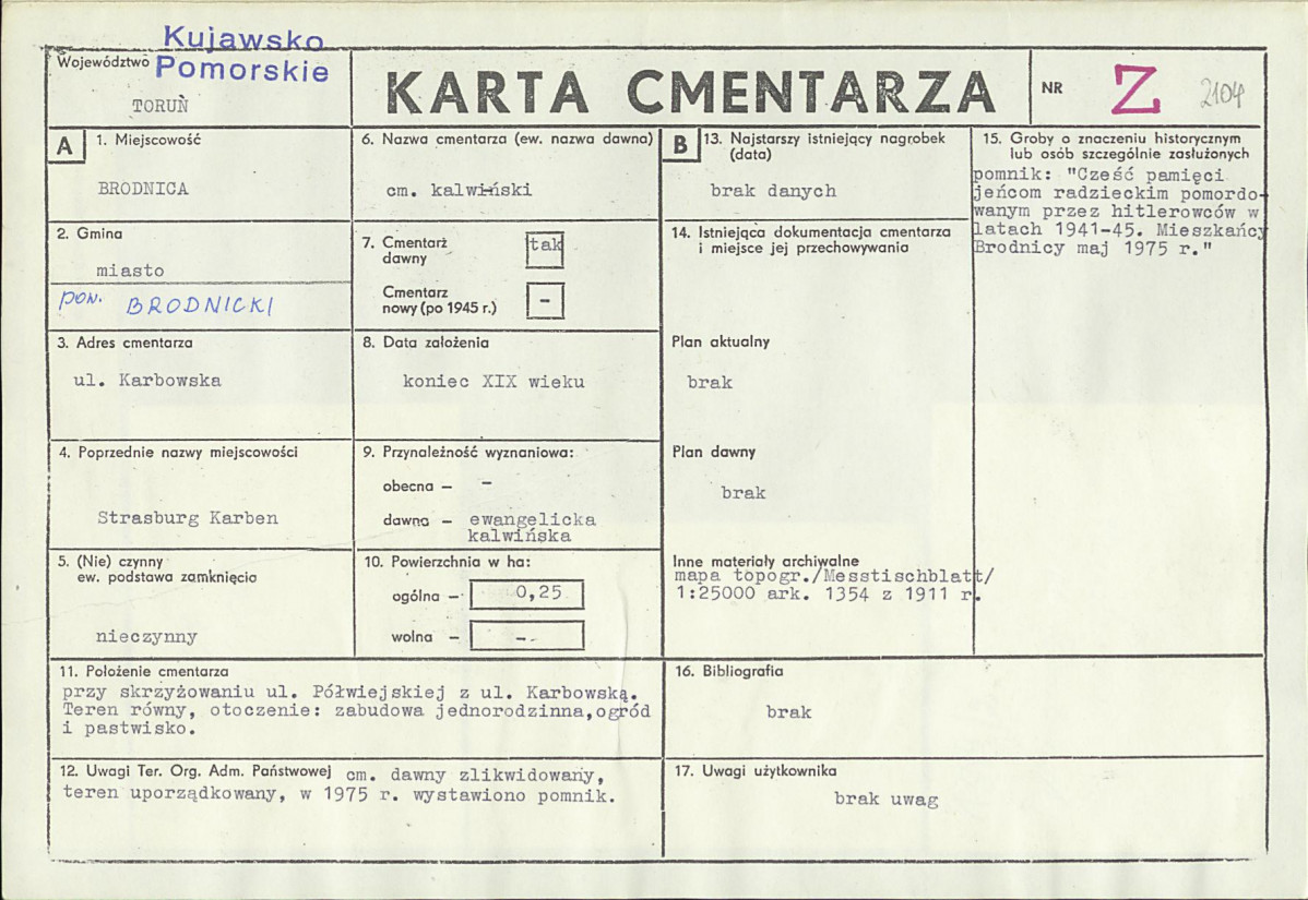 KC - Karta cmentarza, skan nr 1