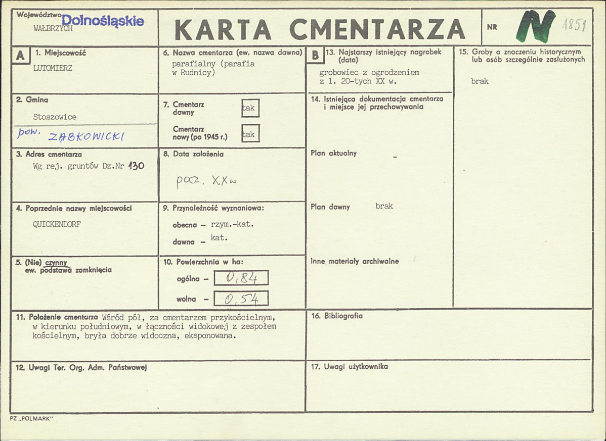 KC - Karta cmentarza, skan nr 1